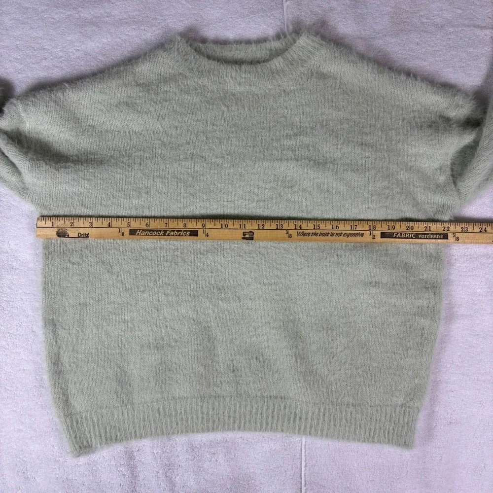 Nasty Gal Sweater Set Womens M Mint Green Fuzzy Eyelash Knit Wide Leg Loungewear